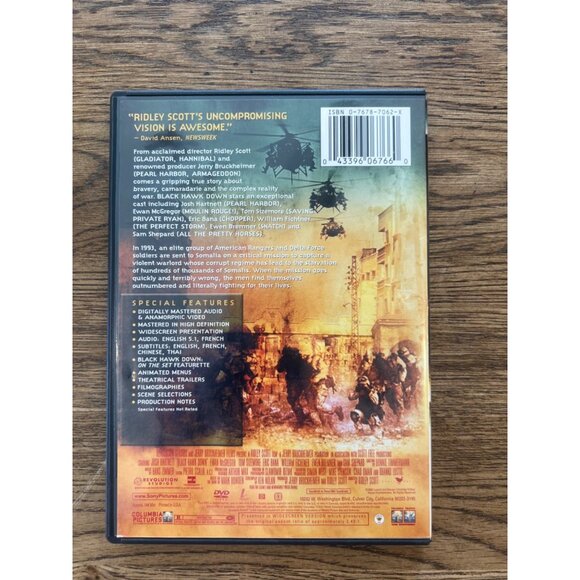Black Hawk Down 2001 DVD War Drama Josh Hartnett Eric Bana Action Pre-Owned - Picture 2 of 4
